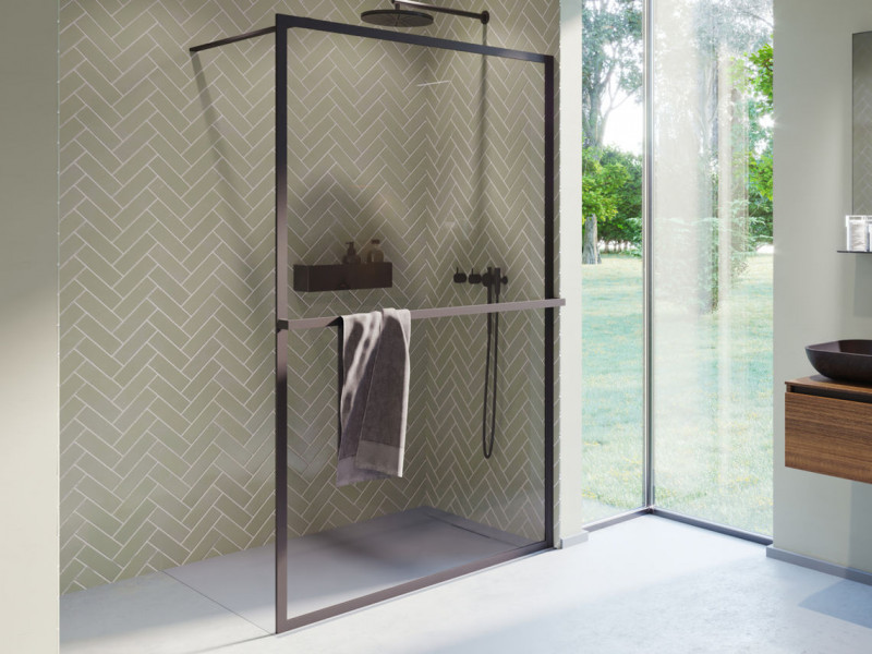 Riho Lucid GD400 kabina typu Walk-In 140 cm L/P profil czarny przeźroczyste GDB414B000