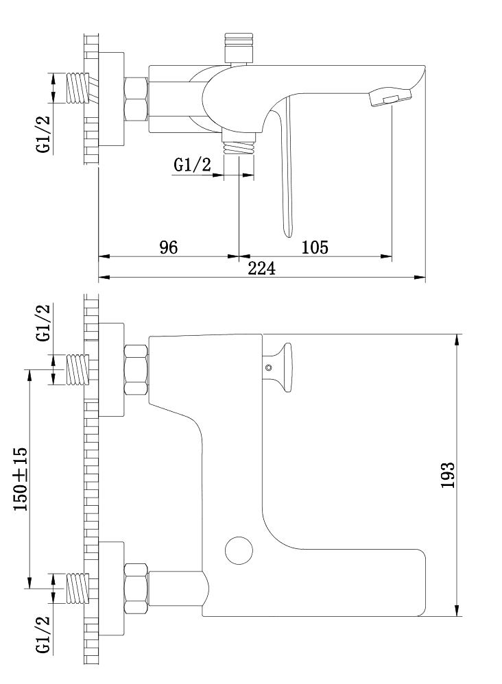 Kohlman Experience Gold bateria wannowa ścienna złoty połysk QW110EGD