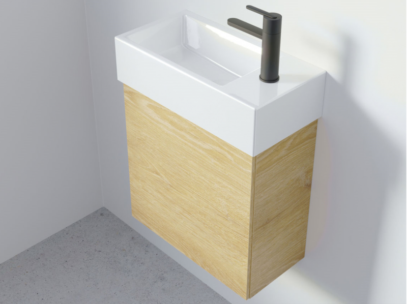 Riho Livit Tiny Wash umywalka nablatowa/wisząca 41x20,5 cm prawa biały polysk F70074