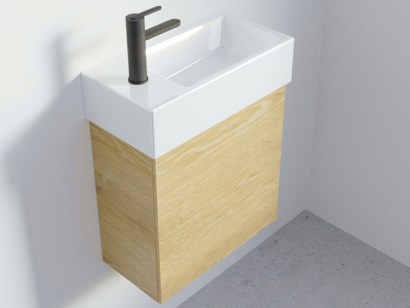 Riho Livit Tiny Wash umywalka nablatowa/wisząca 41x20,5 cm lewa biały polysk F70075