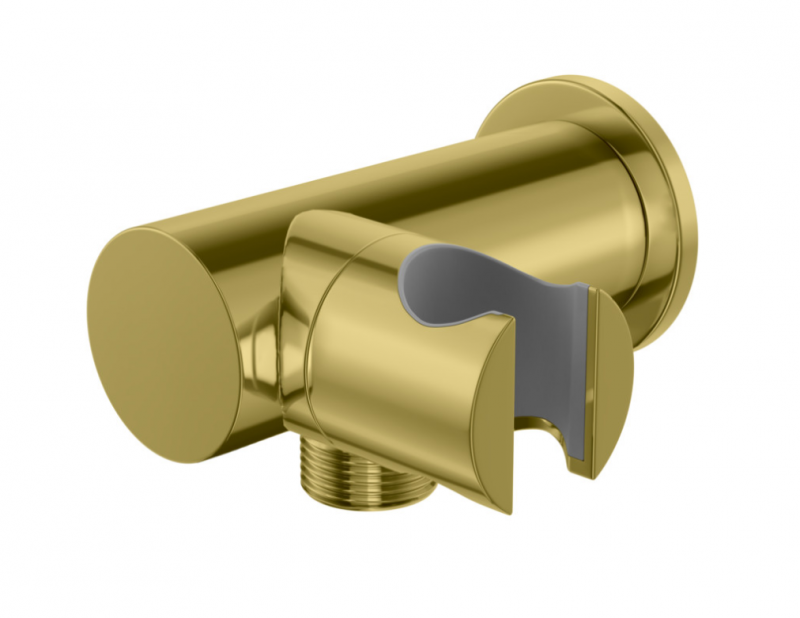 Kohlman Experience Gold przyłącze kątowe okrągłe z uchwytem złoty połysk QW004AEGD