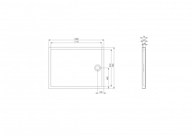 Roca Granada Square Medio brodzik prostokątny 120x90 biały A276341000