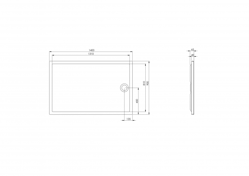 Roca Granada Square Flat brodzik prostokątny 140x90 biały A276343000