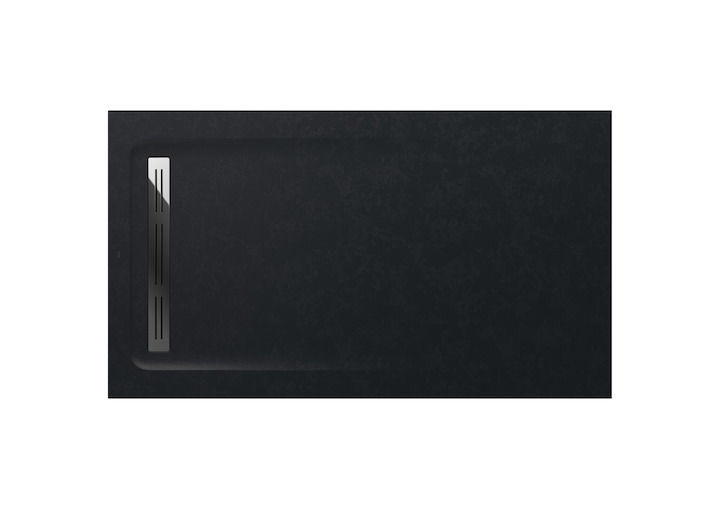 Roca Aquos brodzik prostokątny 140x80 ze zintegrowanym odpływem konglomerat czarny AP60157832001400