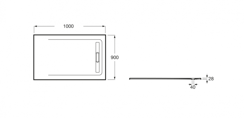 Roca Aquos brodzik prostokątny 100x90 ze zintegrowanym odpływem konglomerat szary łupek AP6013E838401200