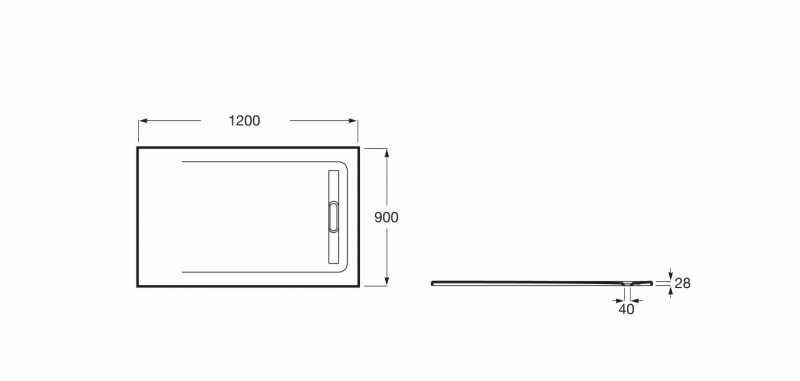 Roca Aquos brodzik prostokątny 120x90 ze zintegrowanym odpływem konglomerat szary łupek AP6014B038401200