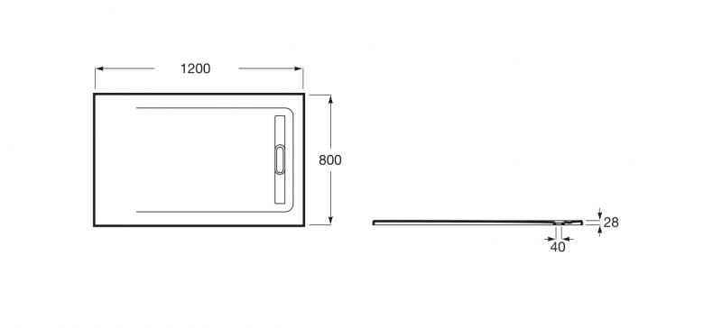 Roca Aquos brodzik prostokątny 120x80 ze zintegrowanym odpływem konglomerat szary łupek AP6014B032001200