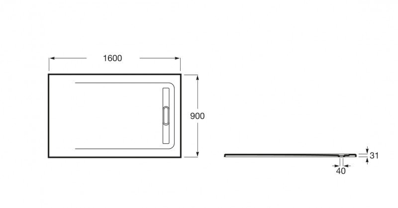 Roca Aquos brodzik prostokątny 160x90 ze zintegrowanym odpływem konglomerat szary łupek AP60164038401200