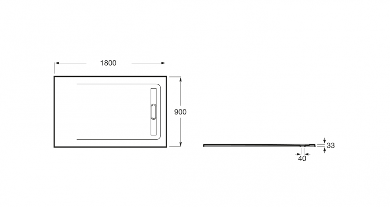 Roca Aquos brodzik prostokątny 180x90 ze zintegrowanym odpływem konglomerat biały AP60170838401100