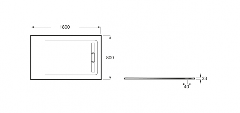 Roca Aquos brodzik prostokątny 180x80 ze zintegrowanym odpływem konglomerat biały AP60170832001100