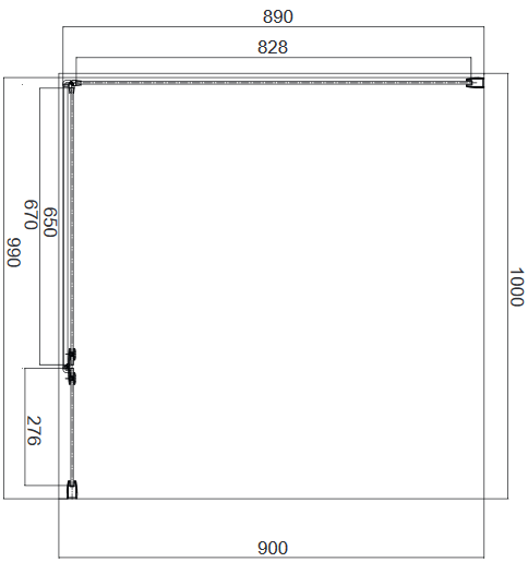 Omnires Manhattan kabina prostokątna 100x90 drzwi 100 cm + ścianka boczna 90 cm L/P przeźroczyste Easy Clean czarny matowy MH1090BLTR