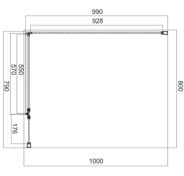 Omnires Manhattan kabina prostokątna 80x100 drzwi 80 cm + ścianka boczna 100 cm L/P przeźroczyste Easy Clean czarny matowy MH8010BLTR