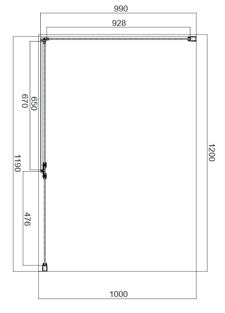Omnires Manhattan kabina prostokątna 100x120 drzwi 120 cm + ścianka boczna 100 cm L/P przeźroczyste Easy Clean czarny matowy MH1210BLTR