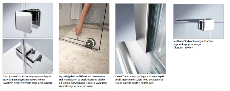 Huppe Xtensa Pure drzwi suwane WALK-IN 120-140 cm lewe srebrny połysk przeźroczyste Anti-Plaque XT0105.069.322