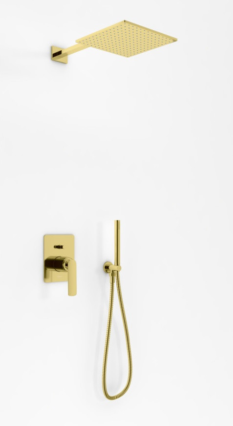 Kohlman Experience Gold komplet zestaw podtynkowy z deszczownicą 30 cm i słuchawką złoty połysk QW210EGDQ30