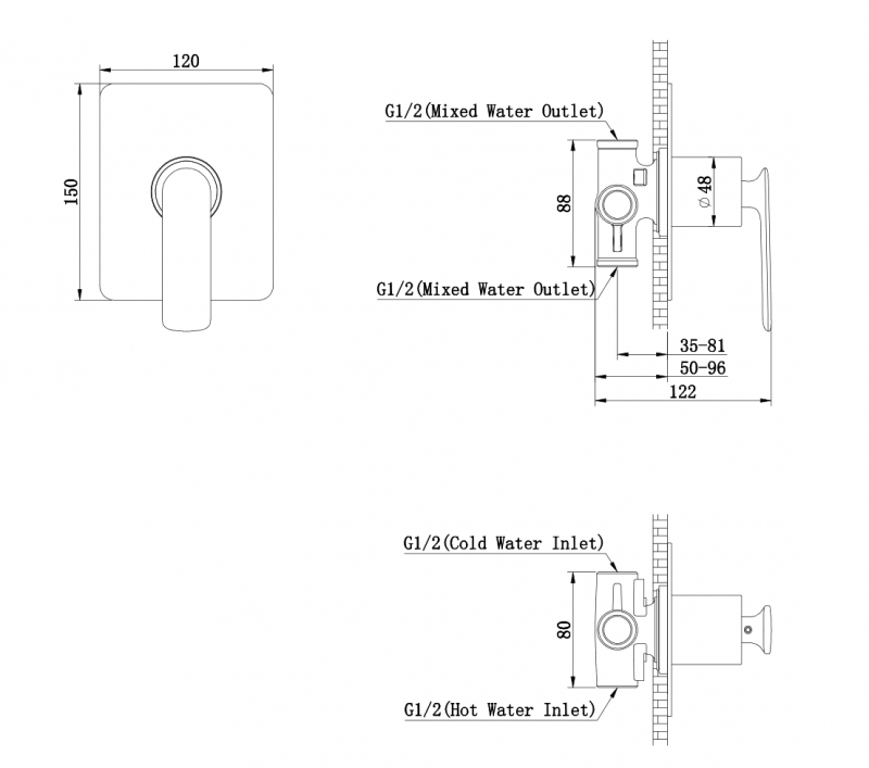 Kohlman Experience Gold bateria prysznicowa podtynkowa 1-drożna złoty połysk QW220EGD