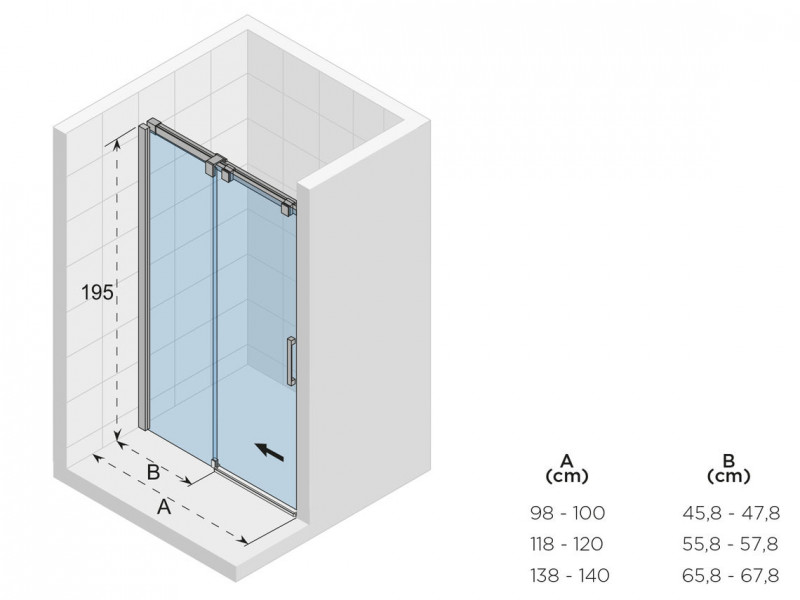 Riho Ocean O104 drzwi do wneki przesuwne 100 cm L/P chrom przeźroczyste GU0200100