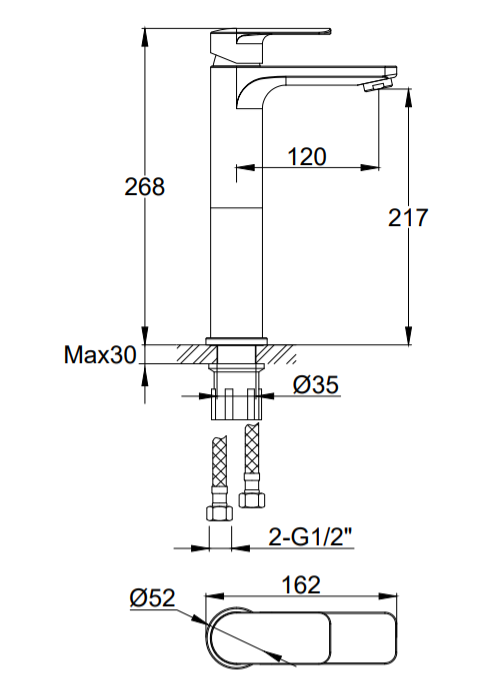 Kohlman Texen bateria umywalkowa wysoka chrom QB170T