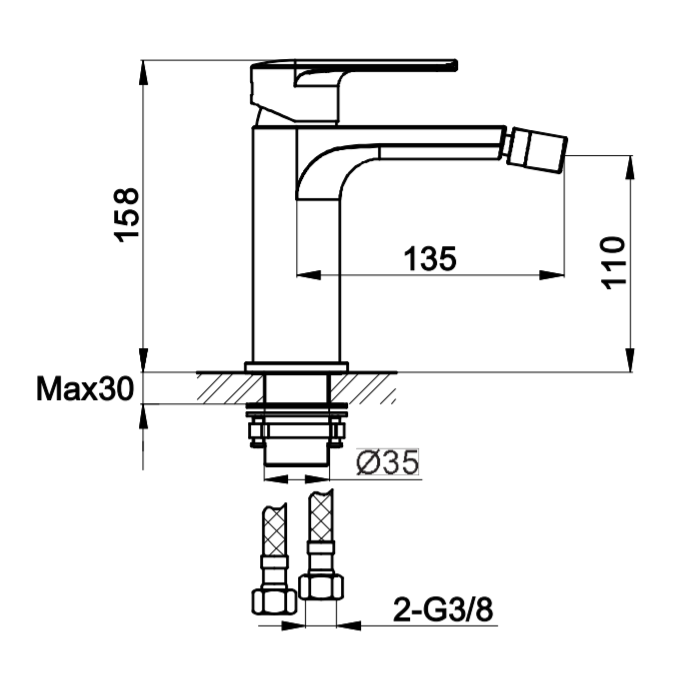 Kohlman Texen bateria bidetowa chrom QB130T