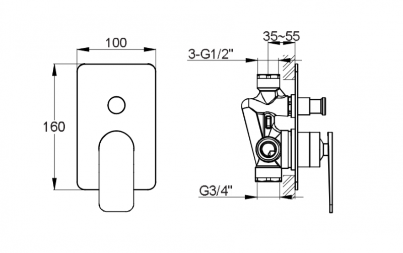 Kohlman Wexpo bateria podtynkowa wannowo-prysznicowa chrom QW210W