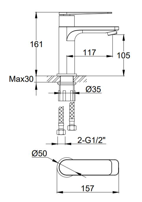 Kohlman Wexpo bateria umywalkowa chrom QB100W