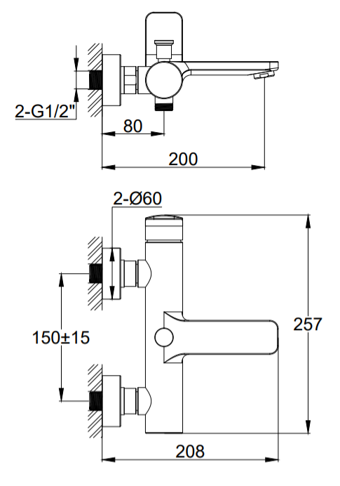 Kohlman Texen bateria wannowa chrom QW110T