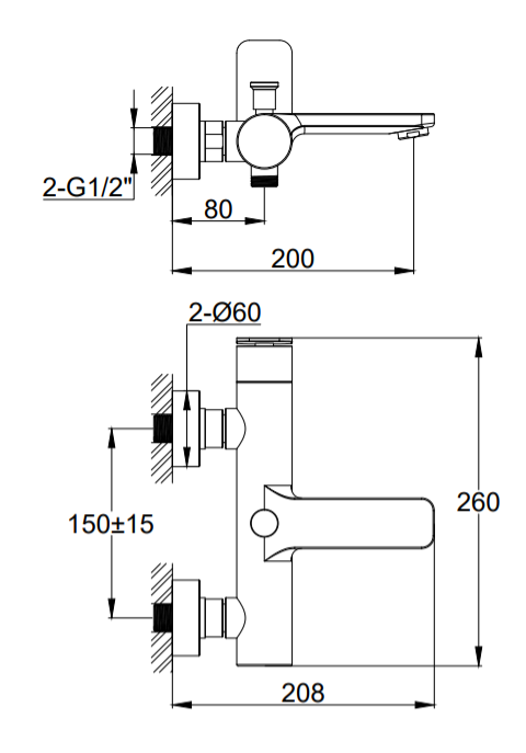 Kohlman Wexpo bateria wannowa chrom QW110W