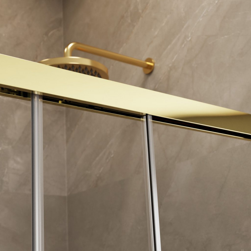 Radaway Idea Gold KDJ kabina prostokątna 110x90 drzwi przesuwne lewe 110 i ścianka 90 złoty przeźroczyste Easy Clean 387041-09-01L + 387050-09-01R