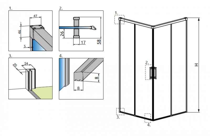 Radaway Idea Gold KDD kabina prostokątna 120x90 drzwi przesuwne złoty przeźroczyste Easy Clean 387064-09-01L + 387060-09-01R