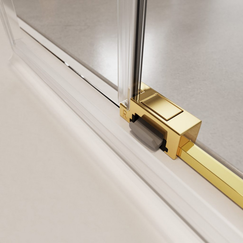 Radaway Idea Gold KDJ kabina prostokątna 100x90 drzwi przesuwne prawe 100 i ścianka 90 złoty przeźroczyste Easy Clean 387040-09-01R + 387050-09-01L