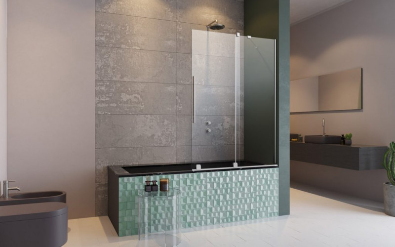 Radaway Furo PND II parawan wannowy przesuwny 160 cm prawy chrom przeźroczyste Easy Clean 10109838-01-01R + 10112794-01-01