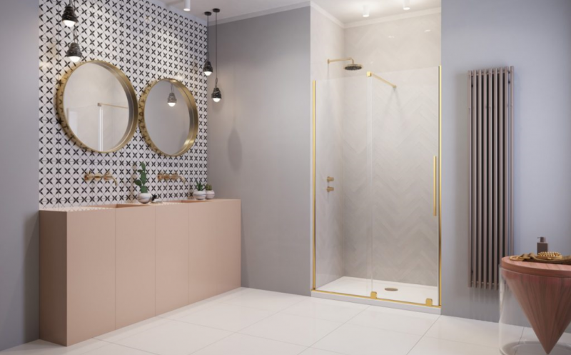 Radaway Furo Gold DWJ drzwi do wnęki przesuwne 110 cm lewe złoty przeźroczyste Easy Clean 10107572-09-01L + 10110530-01-01