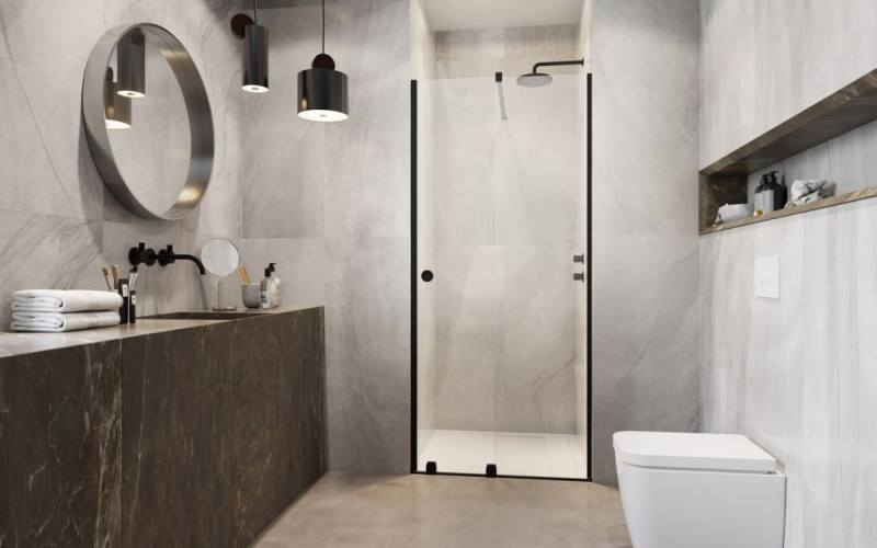 Radaway Furo Black DWJ RH drzwi do wnęki przesuwne 100 cm prawe czarny przeźroczyste Easy Clean 10107492-54-01RU + 10110510-01-01