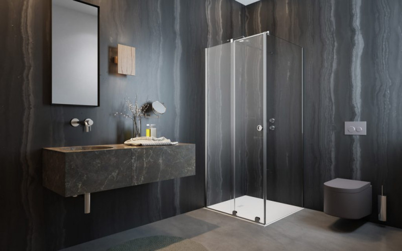 Radaway Furo KDJ RH kabina prostokątna 90x70 drzwi przesuwne 90 lewe + ścianka 70 chrom przeźroczyste Easy Clean