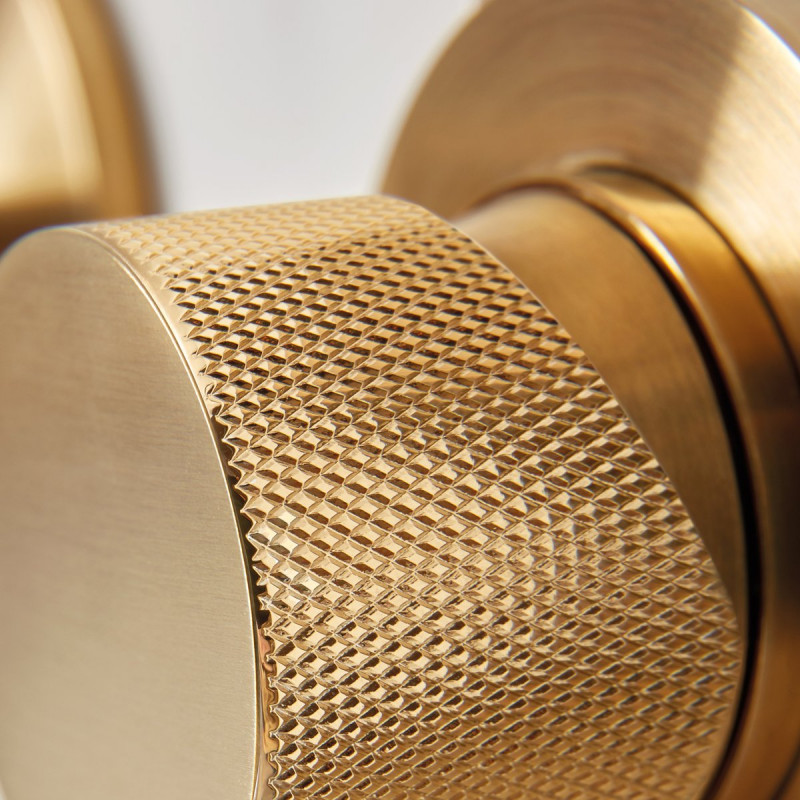 Vado Knurled Accents termostatyczna bateria podtynkowa 3-drożna złoto szczotkowane IND-T128/3-H-BRGK