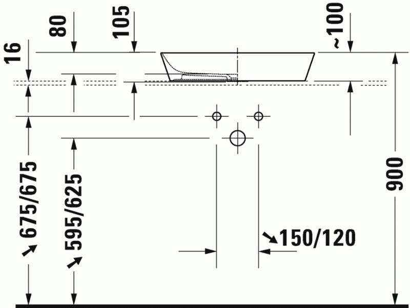 Duravit Cape Cod umywalka prostokątna stojąca na blacie 55x40 cm biały jedwabny mat 2347553200