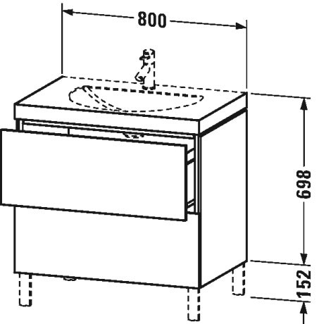 Duravit L-Cube szafka łazienkowa z umywalką 80x54 cm 2 szuflady beton mat LC6910O0707