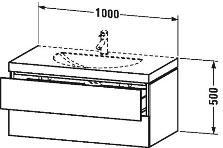 Duravit L-Cube wisząca szafka łazienkowa z umywalką 100x54 cm 2 szuflady beton mat LC6906O0707