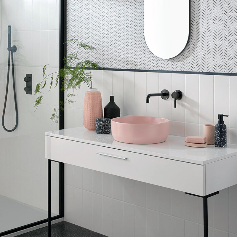 Vado Knurled Accents bateria umywalkowa podtynkowa czarny szczotkowany IND-ORI209SA-BLKK