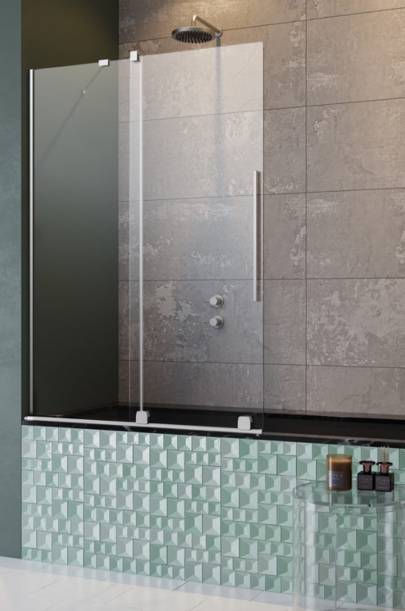 Radaway Furo PND II parawan wannowy przesuwny 130 cm lewy chrom przeźroczyste Easy Clean 10109688-01-01L + 10112644-01-01