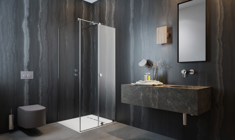 Radaway Furo KDJ RH kabina prostokątna 90x80 drzwi przesuwne 90 prawe + ścianka 80 chrom przeźroczyste Easy Clean