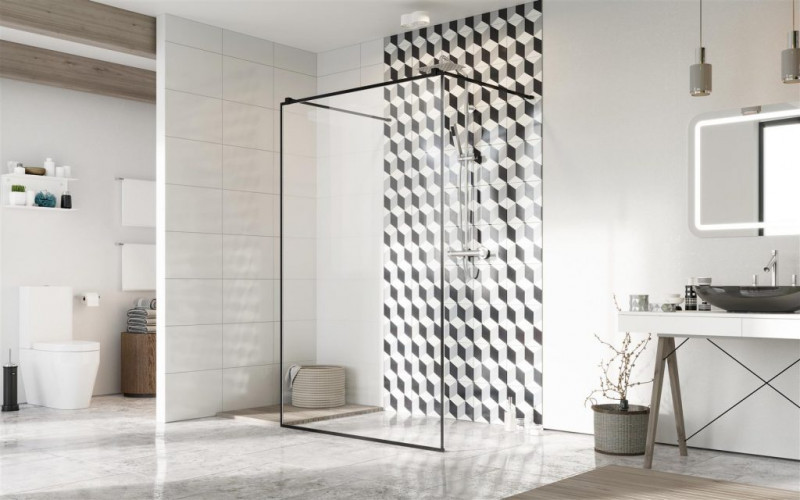Radaway Modo New Black Frame I kabina typu Walk-In 150 profil czarny przeźroczyste Easy Clean 388154-54-58