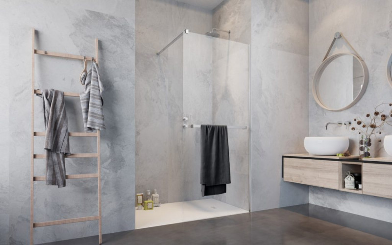 Radaway Modo New II kabina typu Walk-In 125 cm z wieszakiem chrom przeźroczyste Easy Clean 389125-01-01W