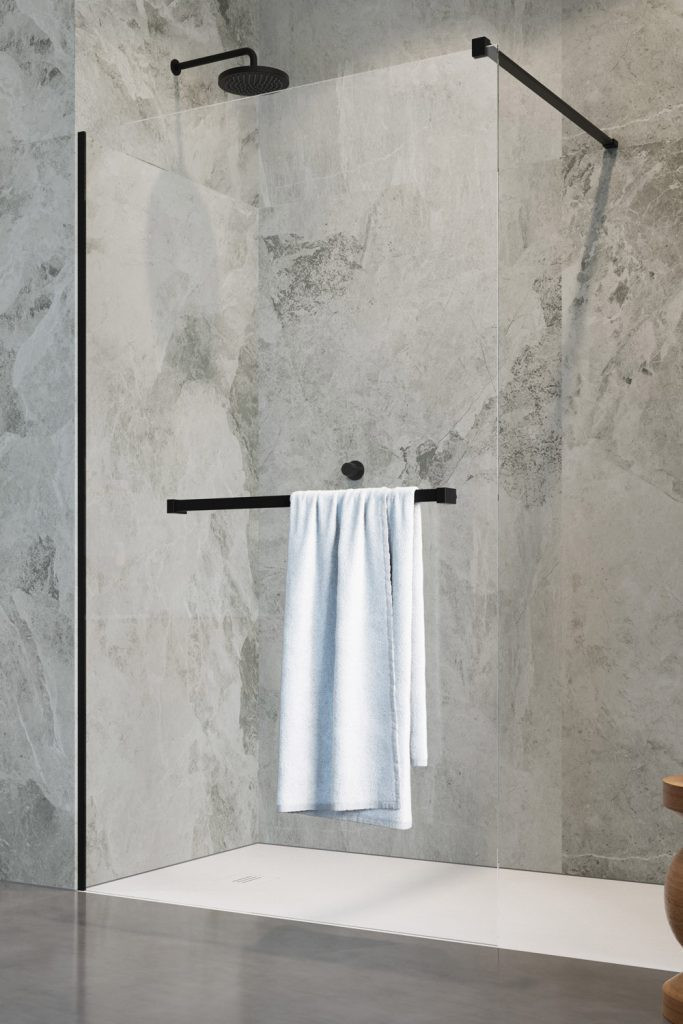 Radaway Modo New Black II kabina typu Walk-In 115 cm z wieszakiem czarny przeźroczyste Easy Clean 389115-54-01W