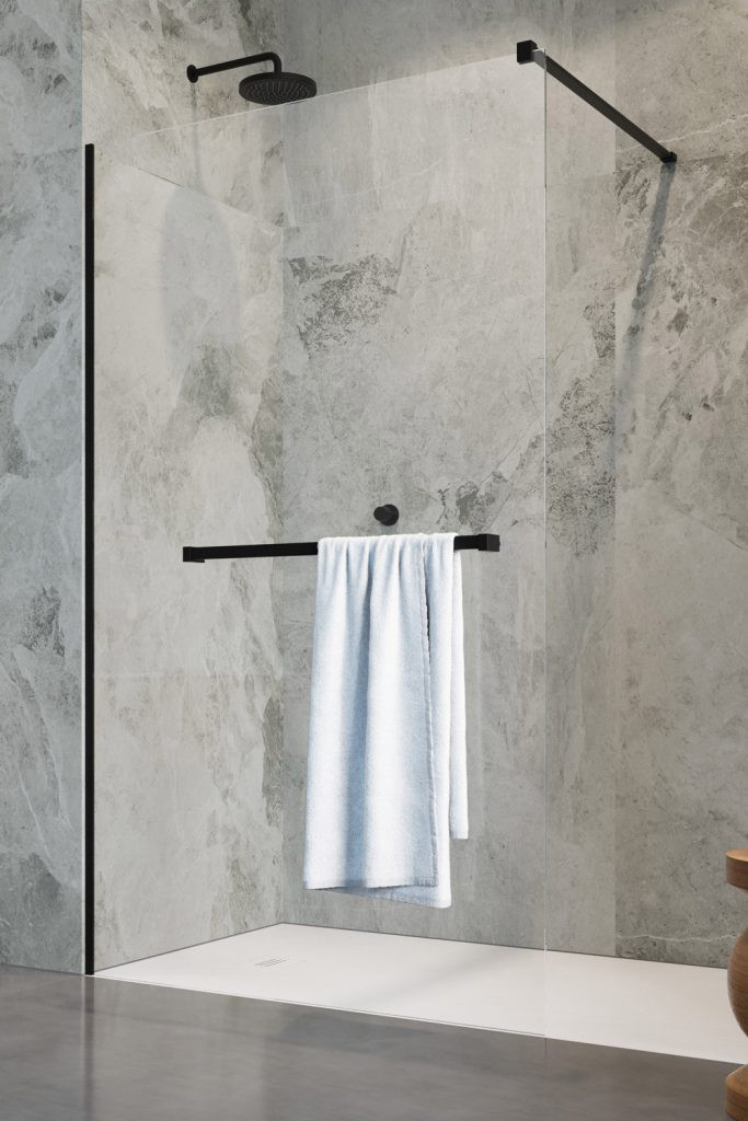 Radaway Modo New Black II kabina typu Walk-In 80 cm z wieszakiem czarny przeźroczyste Easy Clean 389084-54-01W