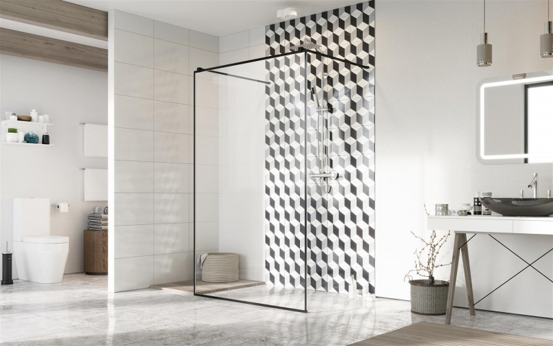 Radaway Modo X Black I Frame kabina typu Walk-In 160 cm czarny przeźroczyste Easy Clean 388364-54-58