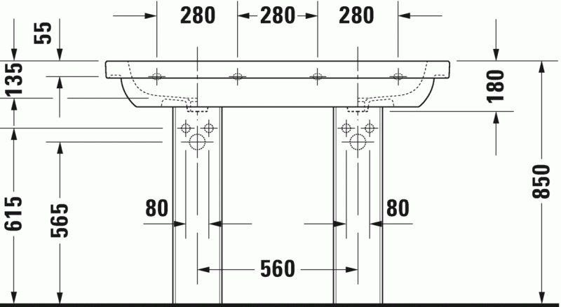 Durvit D-Code umywalka meblowa podwójna 120cm 120x49 biały alpin 03481200002