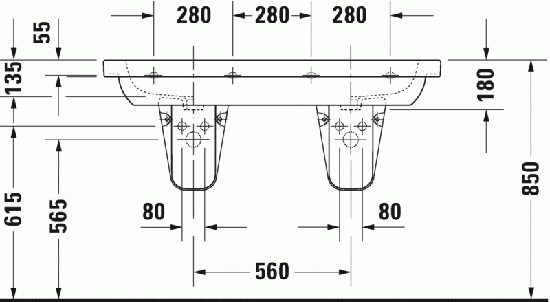 Durvit D-Code umywalka meblowa podwójna 120cm 120x49 biały alpin 03481200002