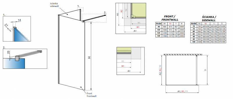 Radaway Modo New IV kabina typu Walk-In 90x90 chrom przeźroczyste Easy Clean 389594-01-01 + 389094-01-01