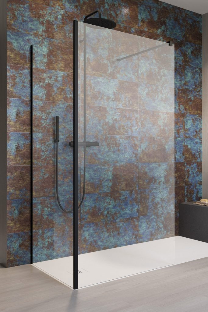 Radaway Modo New Black IV kabina typu Walk-In 90x90 czarny przeźroczyste Easy Clean 389594-54-01 + 389094-54-01